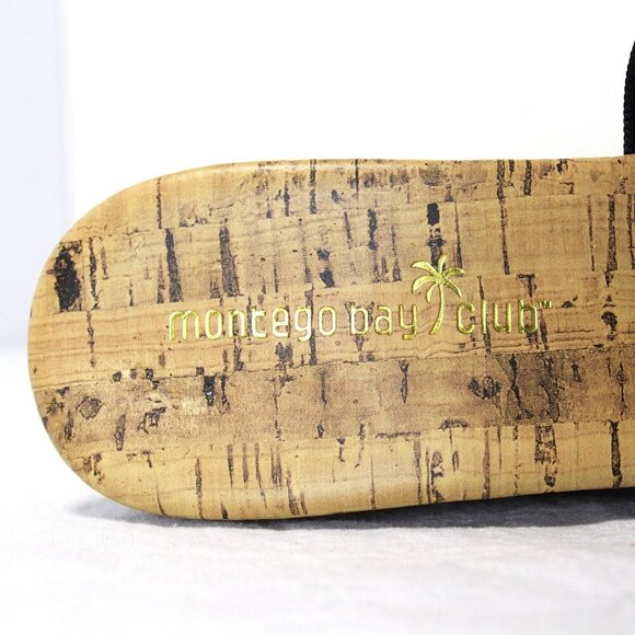 Montego Bay Club Size 8.5 Cork Heel Sandal Stretch Fabric Upper Material - Picture 6 of 6